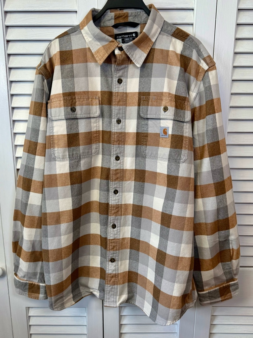 Carhartt Men’s Loose Fit Heavyweight Flannel Plaid Shirt-Size Large